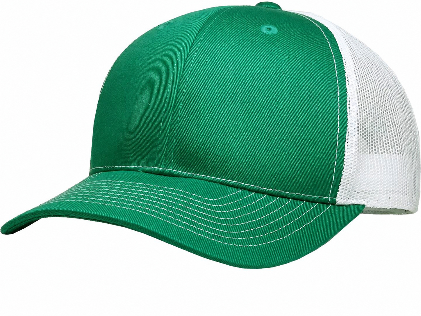 Kelly Green / White 6-panel mesh trucker front view